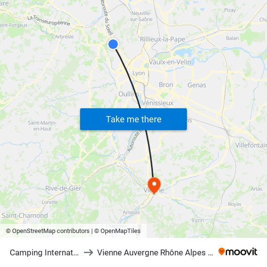 Camping International to Vienne Auvergne Rhône Alpes France map