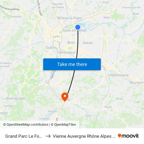Grand Parc Le Fontanil to Vienne Auvergne Rhône Alpes France map