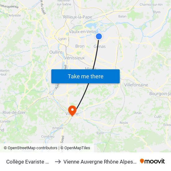 Collège Evariste Galois to Vienne Auvergne Rhône Alpes France map