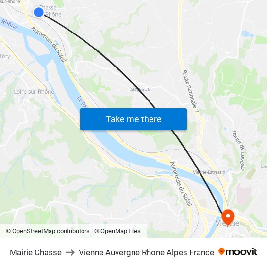 Mairie Chasse to Vienne Auvergne Rhône Alpes France map