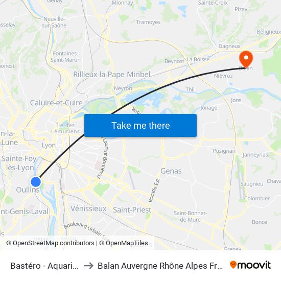 Bastéro - Aquarium to Balan Auvergne Rhône Alpes France map
