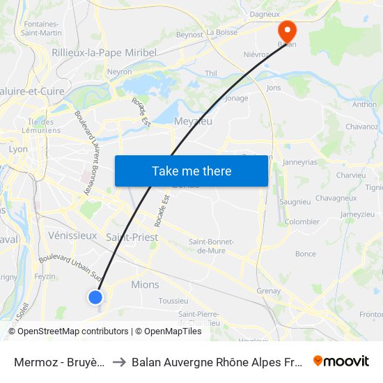 Mermoz - Bruyères to Balan Auvergne Rhône Alpes France map