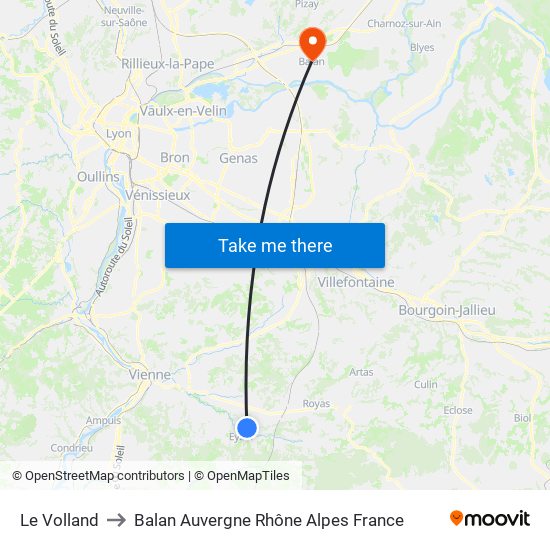 Le Volland to Balan Auvergne Rhône Alpes France map