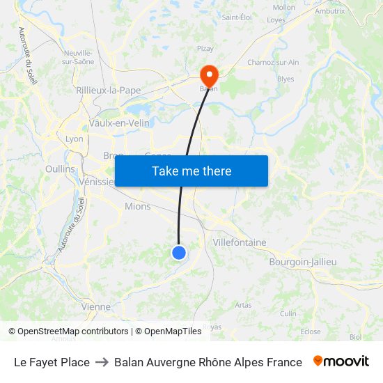 Le Fayet Place to Balan Auvergne Rhône Alpes France map