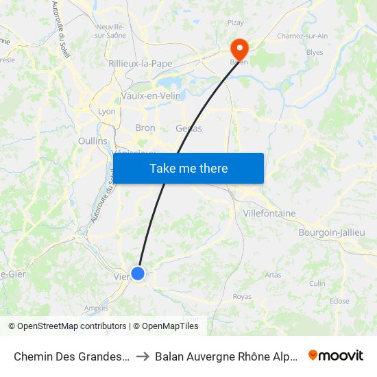 Chemin Des Grandes Vignes to Balan Auvergne Rhône Alpes France map