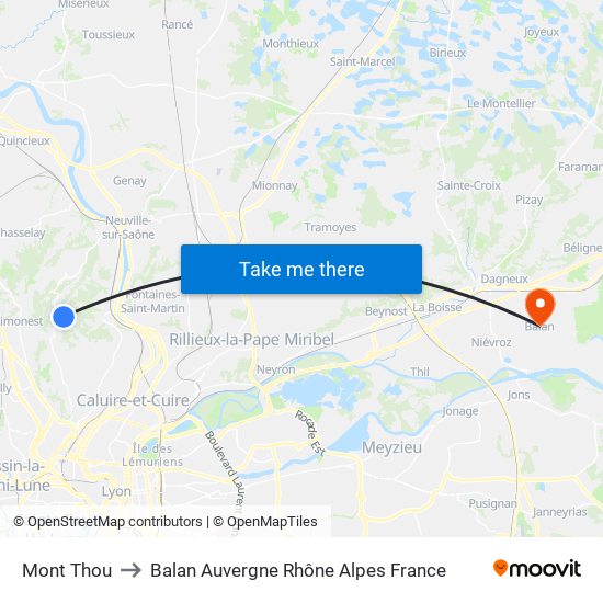 Mont Thou to Balan Auvergne Rhône Alpes France map