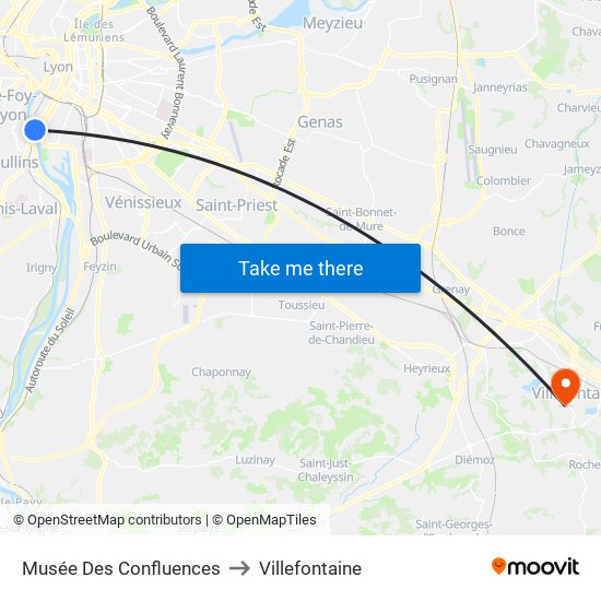 Musée Des Confluences to Villefontaine map