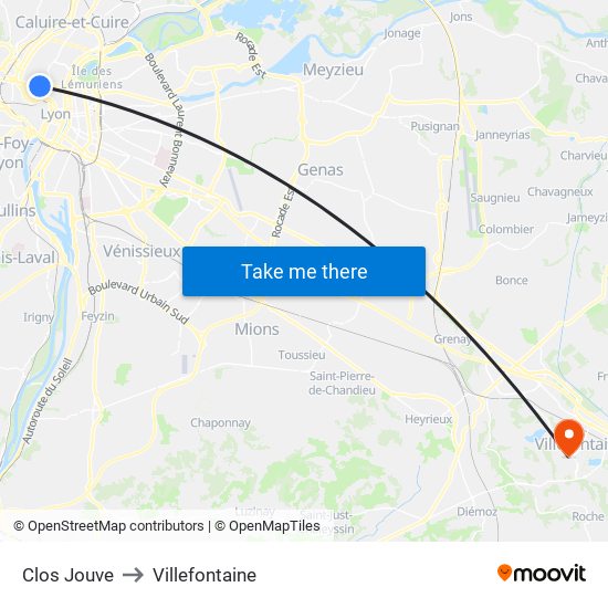 Clos Jouve to Villefontaine map
