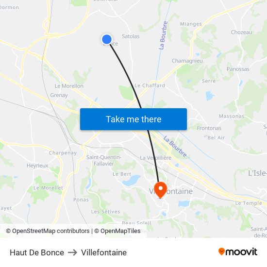 Haut De Bonce to Villefontaine map