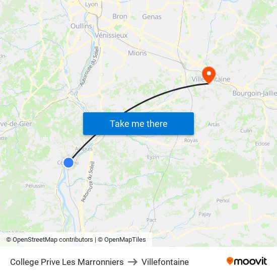 College Prive Les Marronniers to Villefontaine map