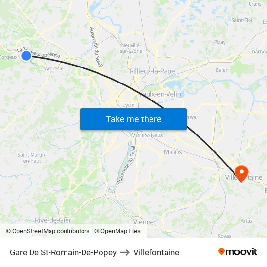 Gare De St-Romain-De-Popey to Villefontaine map