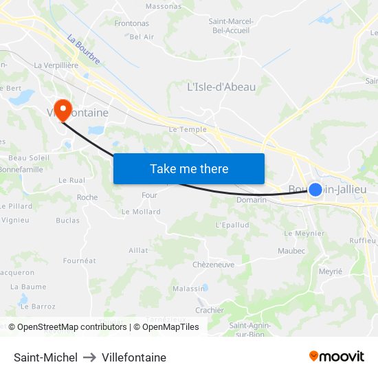 Saint-Michel to Villefontaine map