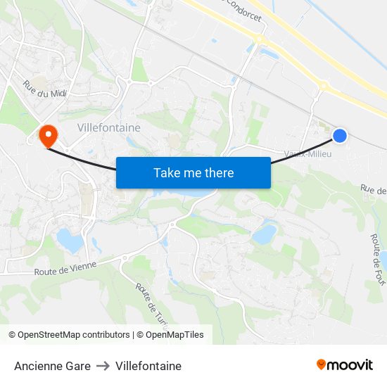 Ancienne Gare to Villefontaine map