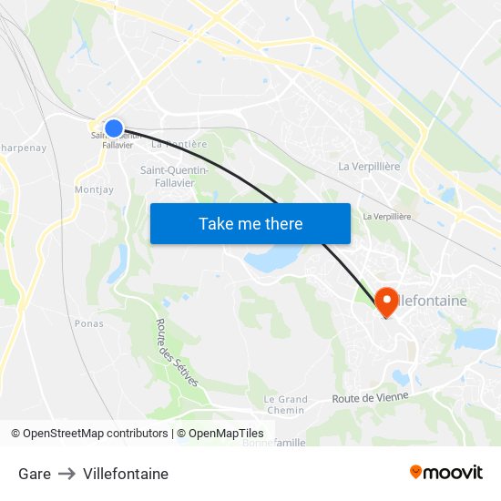 Gare to Villefontaine map