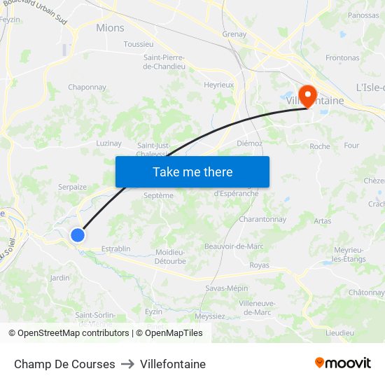 Champ De Courses to Villefontaine map