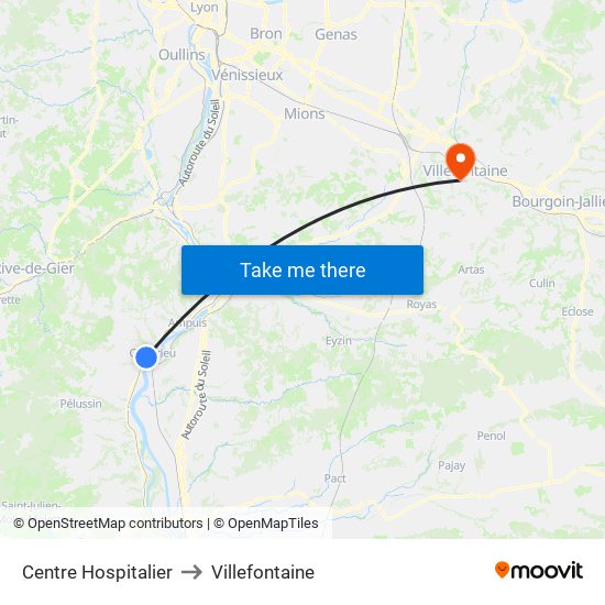 Centre Hospitalier to Villefontaine map