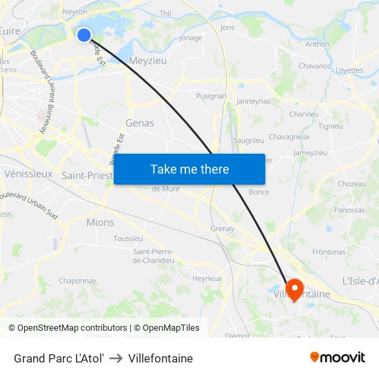 Grand Parc L'Atol' to Villefontaine map
