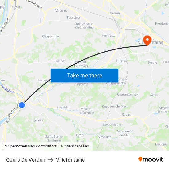 Cours De Verdun to Villefontaine map