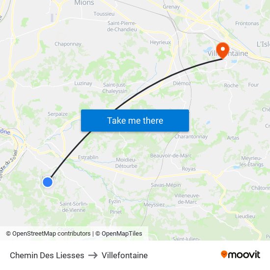 Chemin Des Liesses to Villefontaine map