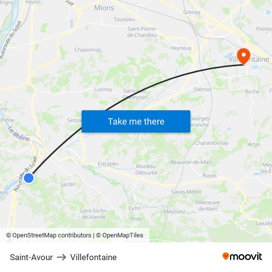Saint-Avour to Villefontaine map