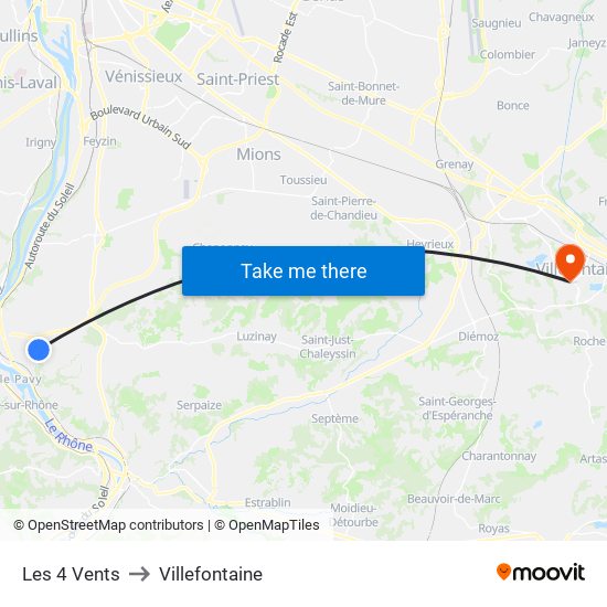 Les 4 Vents to Villefontaine map