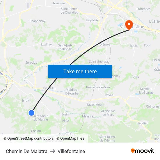 Chemin De Malatra to Villefontaine map