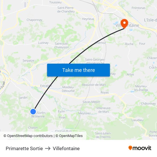 Primarette Sortie to Villefontaine map