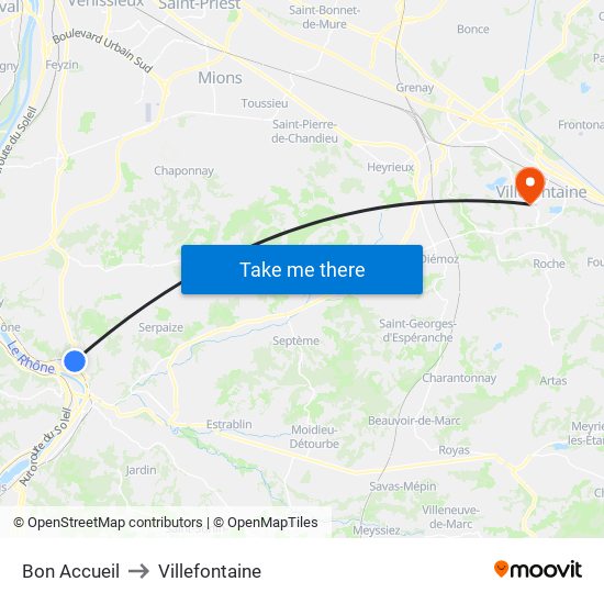 Bon Accueil to Villefontaine map