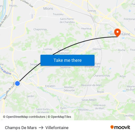 Champs De Mars to Villefontaine map