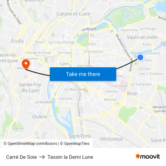 Carré De Soie to Tassin la Demi Lune map