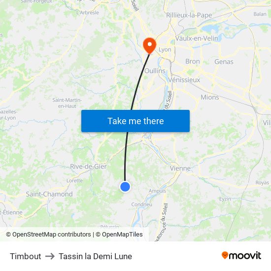 Timbout to Tassin la Demi Lune map