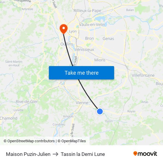 Maison Puzin-Julien to Tassin la Demi Lune map