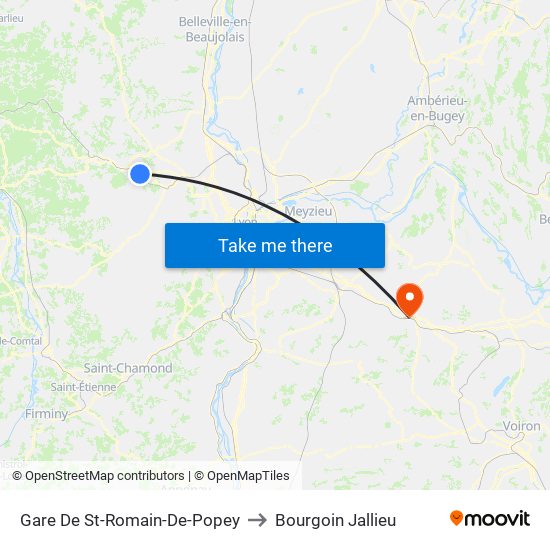 Gare De St-Romain-De-Popey to Bourgoin Jallieu map