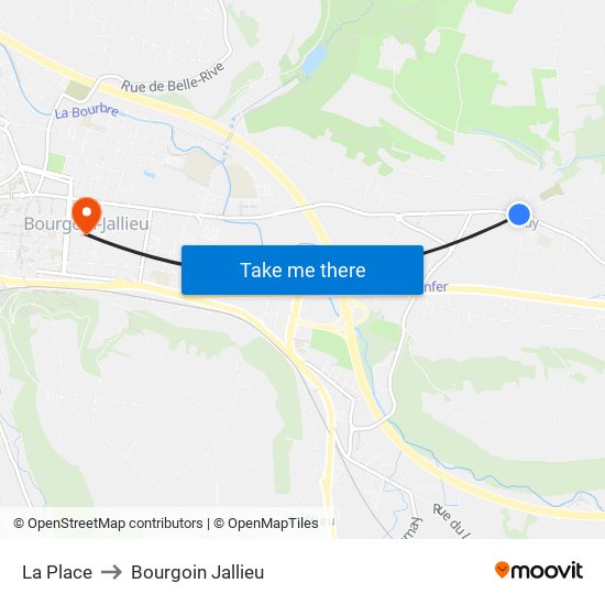 La Place to Bourgoin Jallieu map