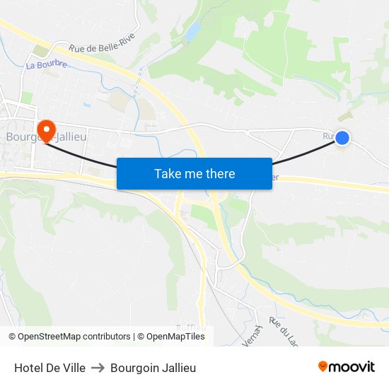 Hotel De Ville to Bourgoin Jallieu map