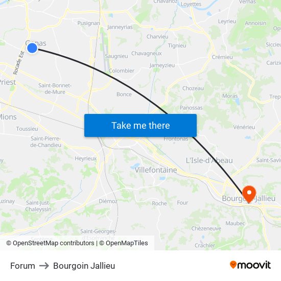 Forum to Bourgoin Jallieu map