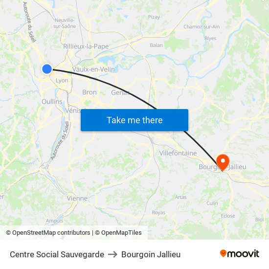 Centre Social Sauvegarde to Bourgoin Jallieu map