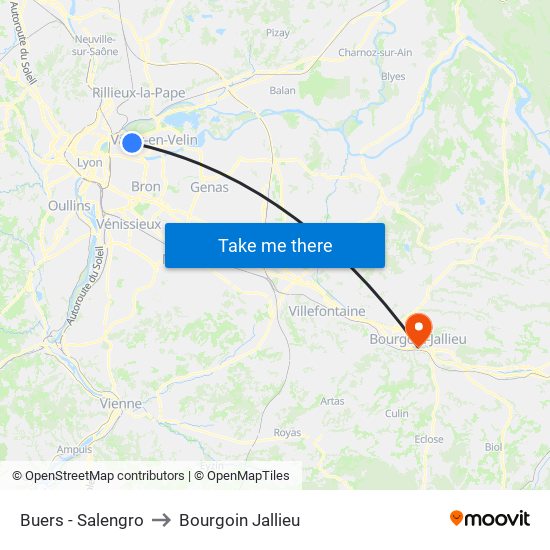 Buers - Salengro to Bourgoin Jallieu map