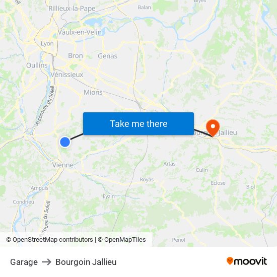 Garage to Bourgoin Jallieu map