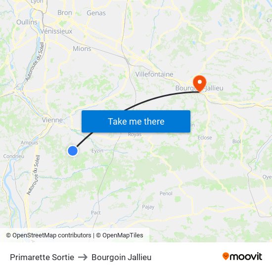 Primarette Sortie to Bourgoin Jallieu map