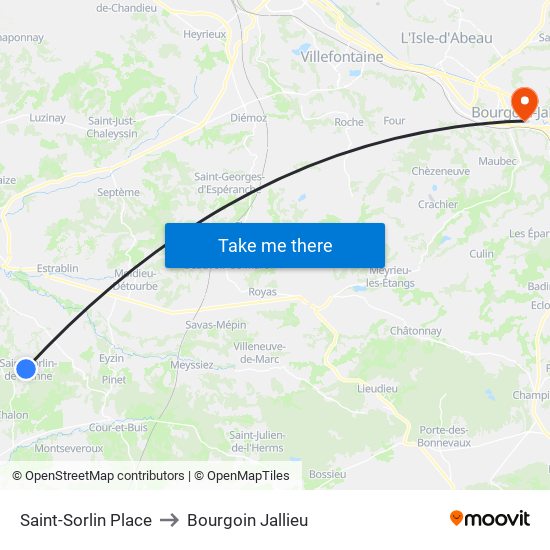 Saint-Sorlin Place to Bourgoin Jallieu map
