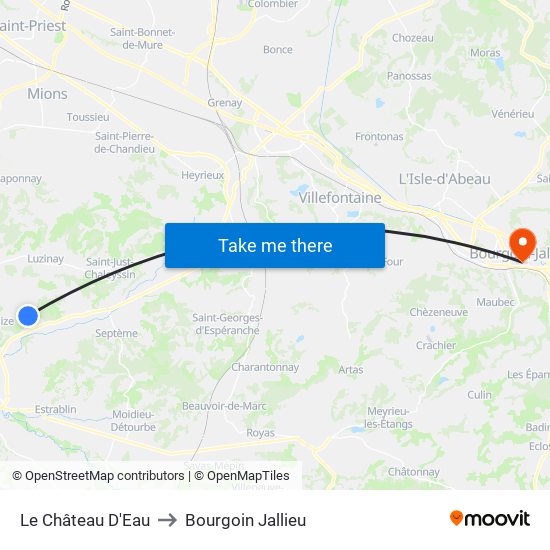 Le Château D'Eau to Bourgoin Jallieu map