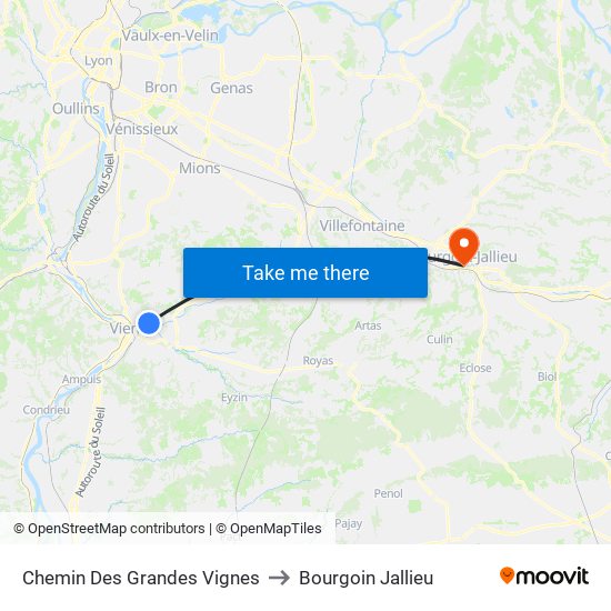 Chemin Des Grandes Vignes to Bourgoin Jallieu map