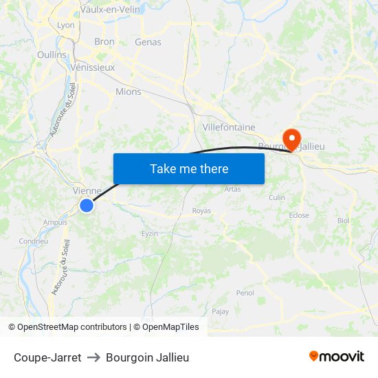 Coupe-Jarret to Bourgoin Jallieu map