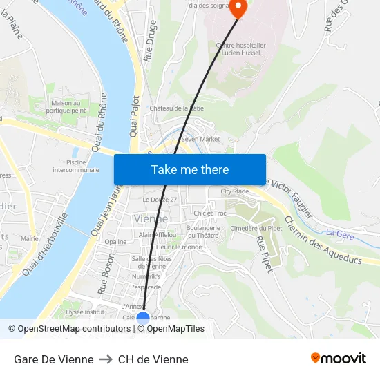 Gare De Vienne to CH de Vienne map
