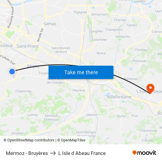 Mermoz - Bruyères to L Isle d Abeau France map