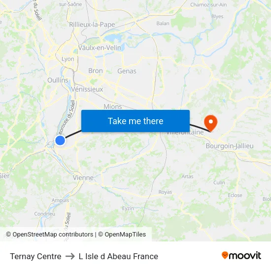 Ternay Centre to L Isle d Abeau France map