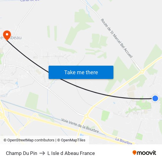 Champ Du Pin to L Isle d Abeau France map