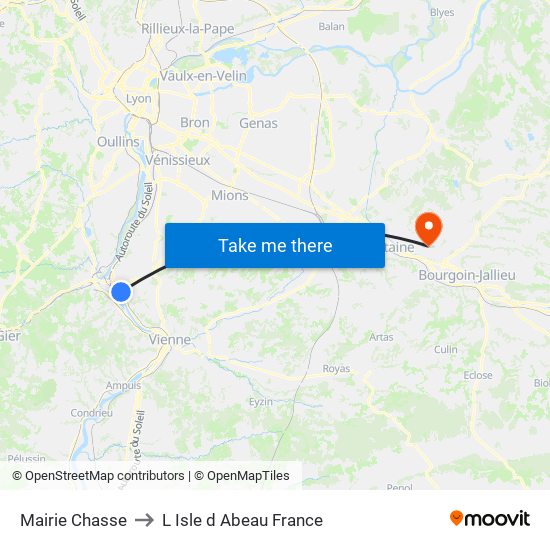 Mairie Chasse to L Isle d Abeau France map