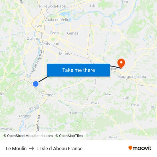 Le Moulin to L Isle d Abeau France map